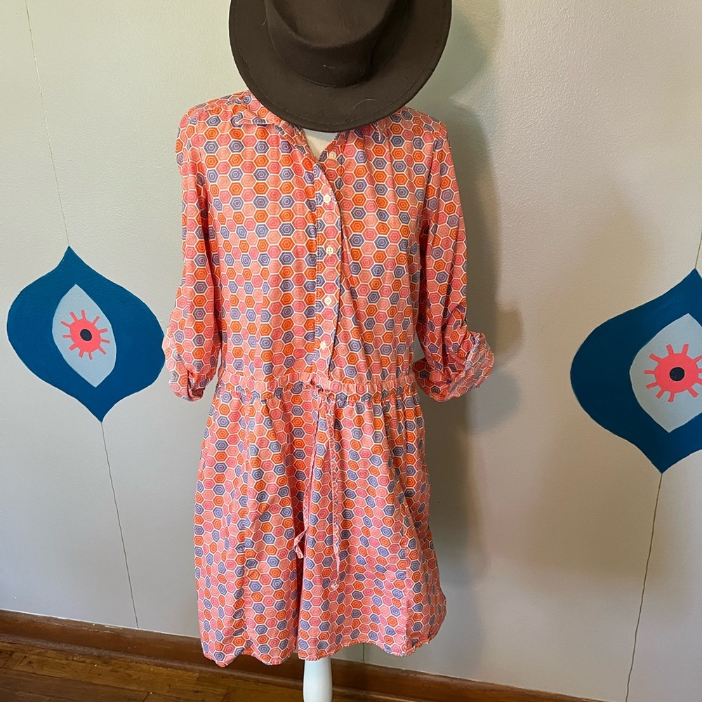 GAP Orange and Pink Long Sleeve Dress